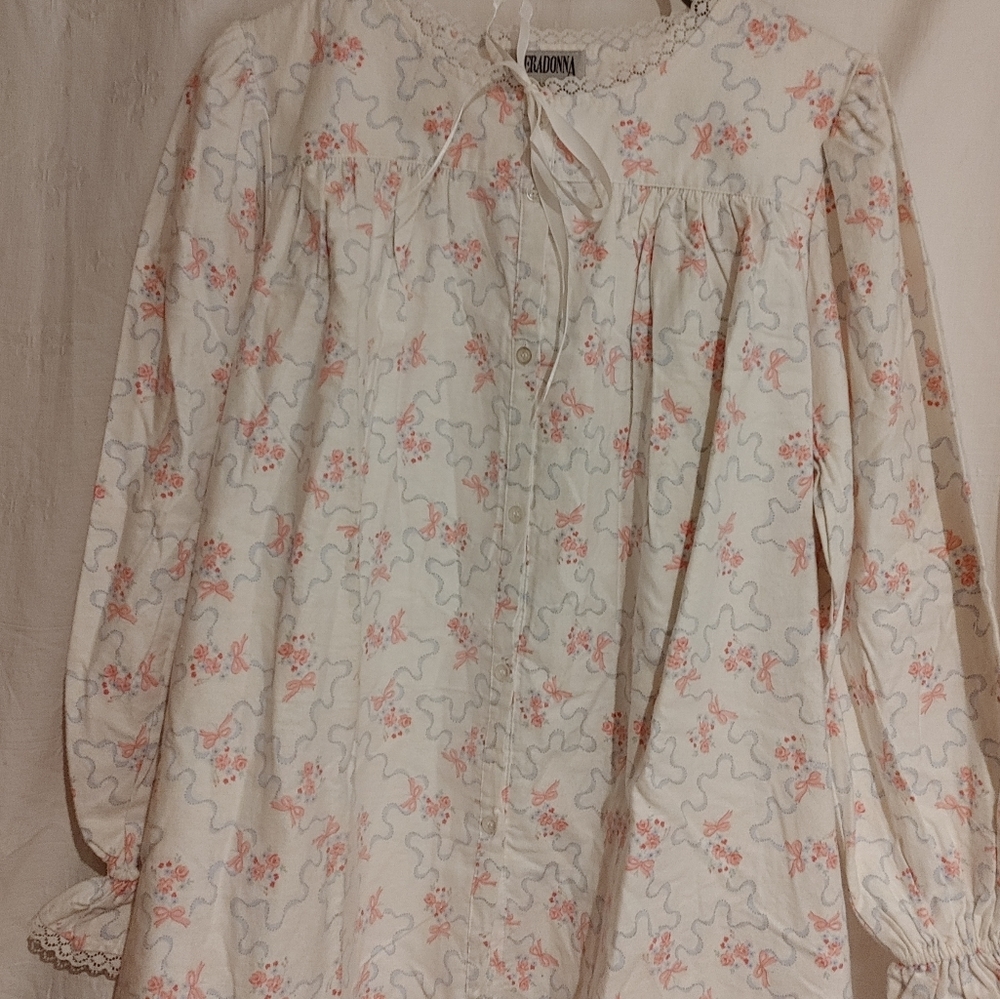 VINTAGE VERADONNA 2 Piece Flannel Pajamas Size Large